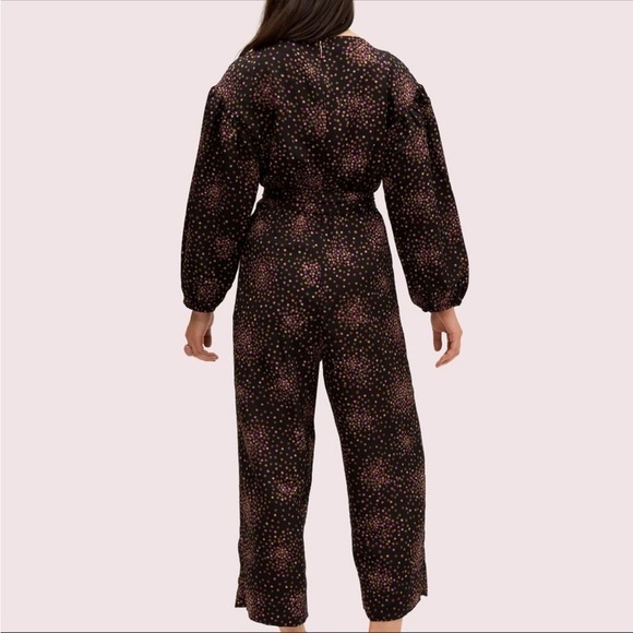 Kate Spade- NWT Black Longsleeve Multicolored Disco Dots Jumpsuit - Picture 2 of 8